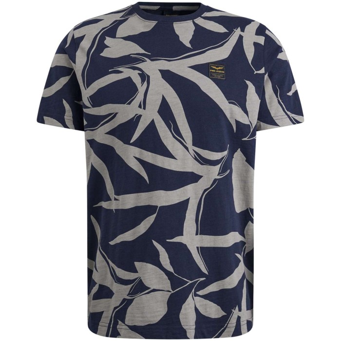 T-shirt korte mouw ronde hals print salute blue