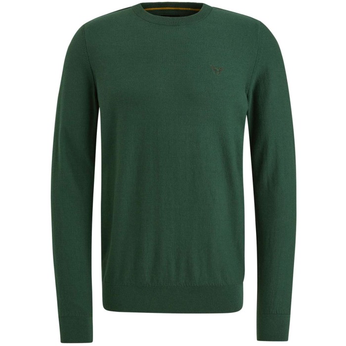 R-neck cotton knit Trekking Green