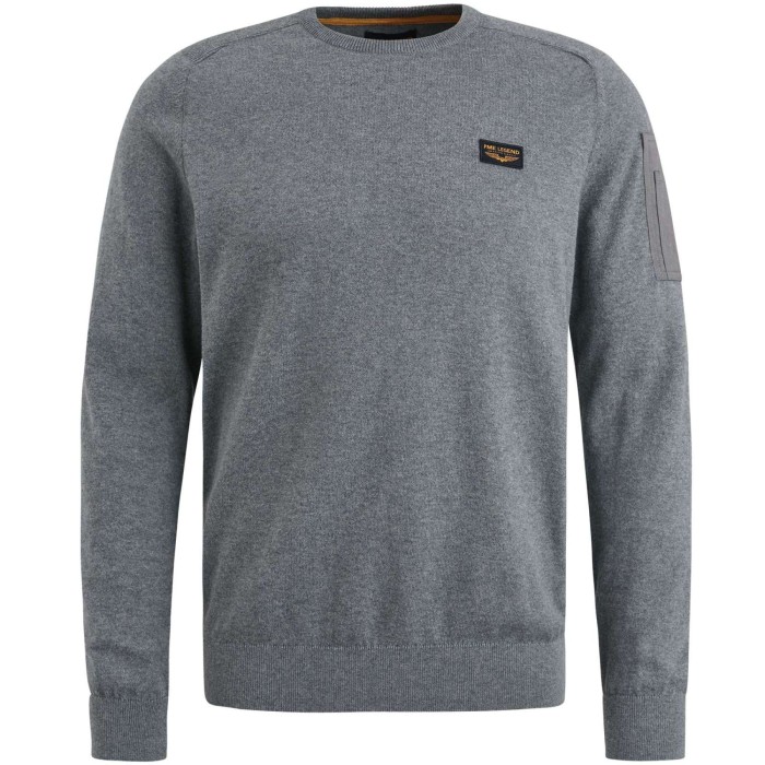 R-neck American classic knit Mid Grey Melee