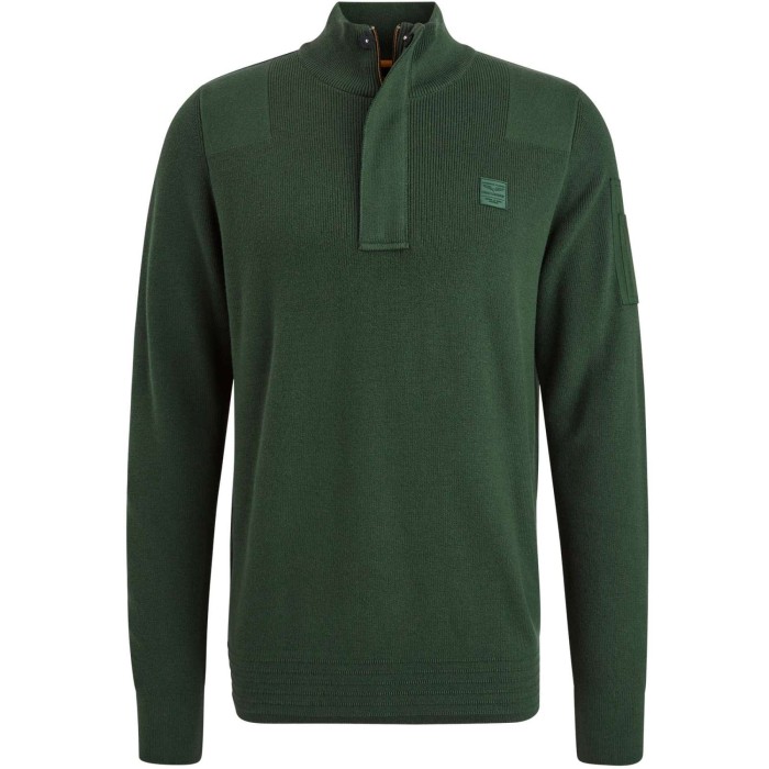 Half zip collar cotton knit Trekking Green