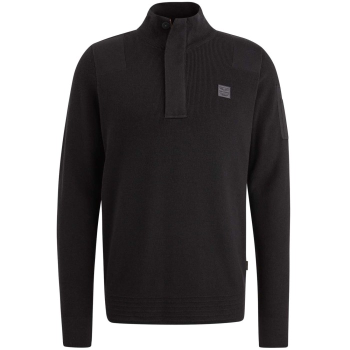 Half zip collar cotton knit Black Onyx