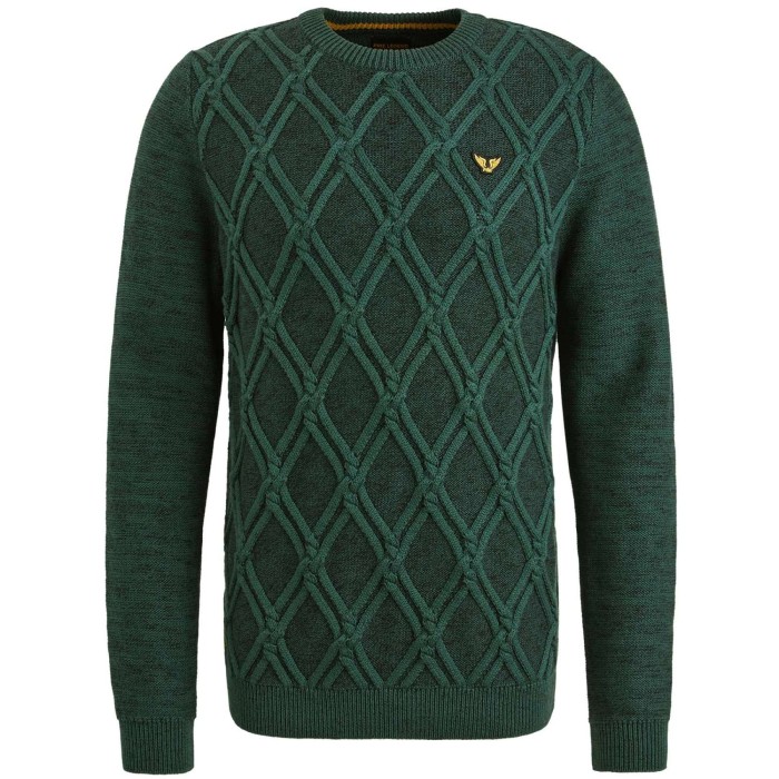 R-neck cotton mouline knit Trekking Green