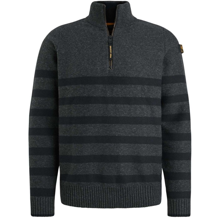 Half zip collar cotton rib knit Antracite Melee