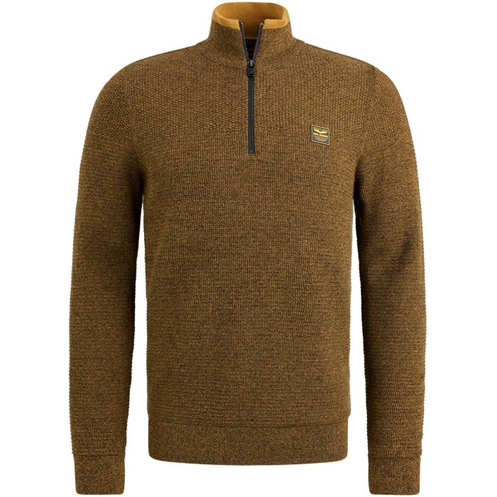 Half zip collar cotton mouline Buckthorne Brown