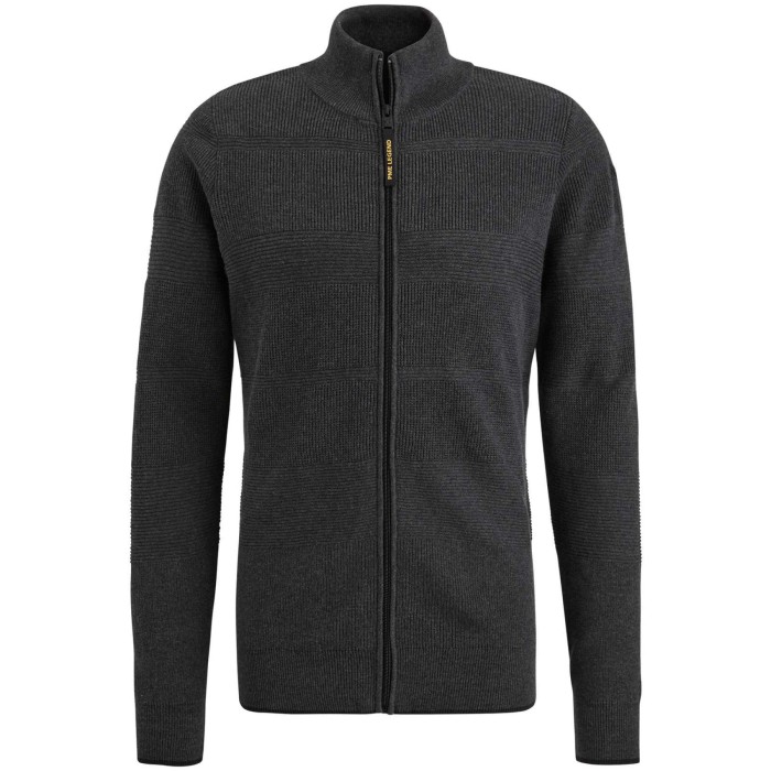 Zip jacket cotton structure knit Antracite Melee