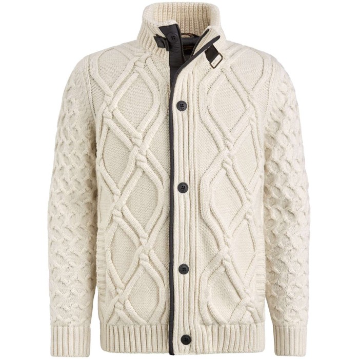 Zip jacket heavy knit mixed yarn Birch