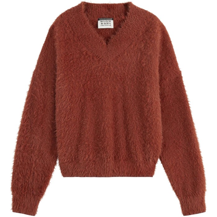 FLUFFY V-NECK RELAXED PULLOVER 