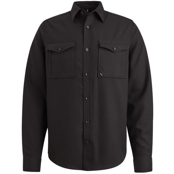 Long Sleeve Shirt Melange Twill St Black