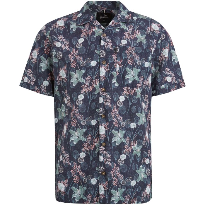 Overhemd korte mouw met print tencel sky captain