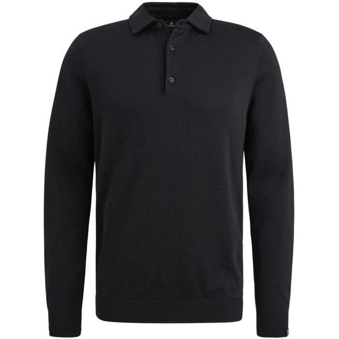 Long sleeve polo cotton modal Black