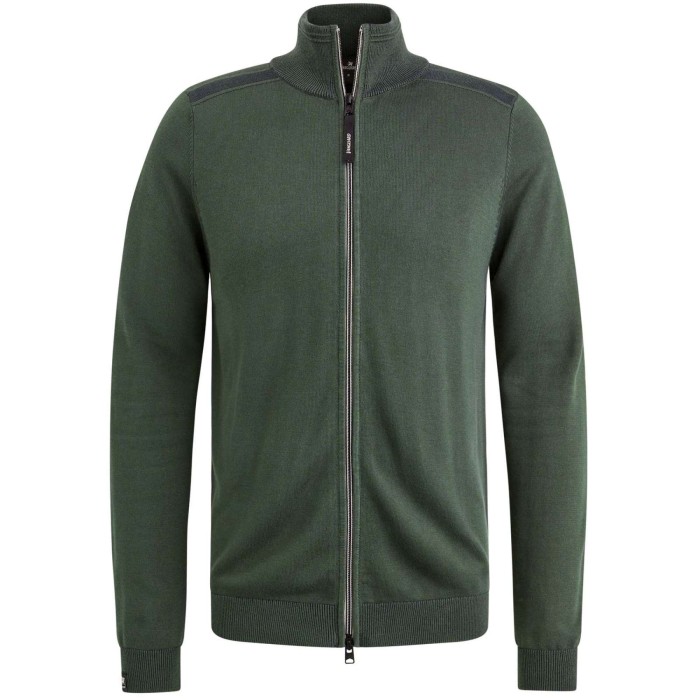 Zip jacket cotton modal plated Deep Forest