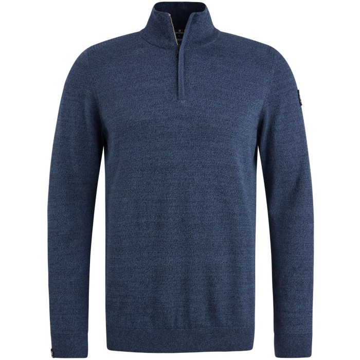 Half zip collar cotton mouline Blue Indigo