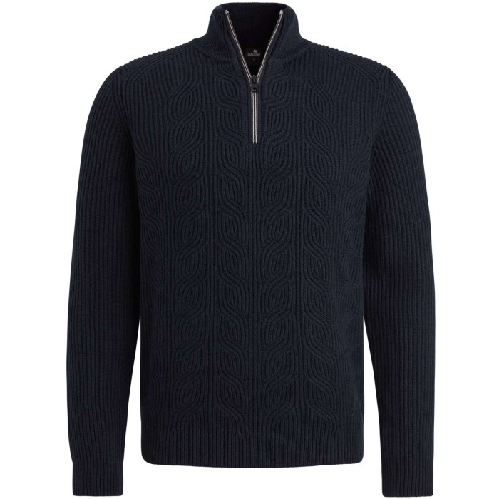 Half zip collar cotton blend wool Sky Captain