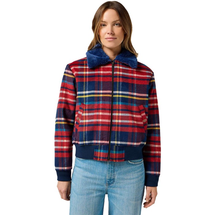 Aviator jacket red tartan