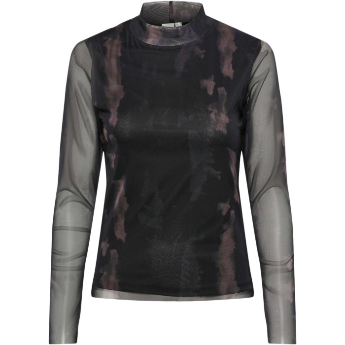 YASLOMI HIGH NECK LS TOP Black/Lomi print