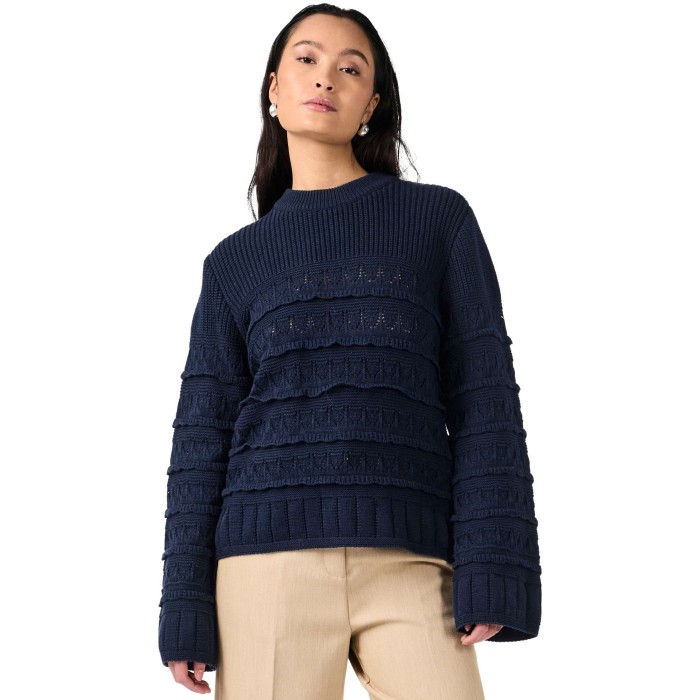 YASTIMU LS KNIT PULLOVER Navy Blazer