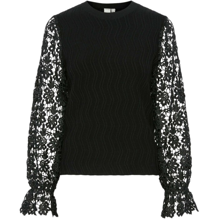 YASBLOMIRA LS KNIT PULLOVER S. Black