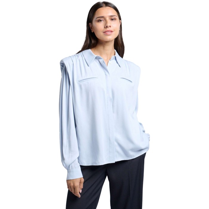 Blouse w. padded shoulders ICE BLUE