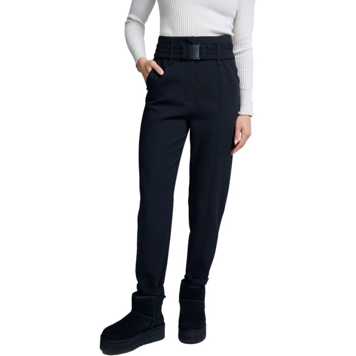 Woven high waist trousers BLACK