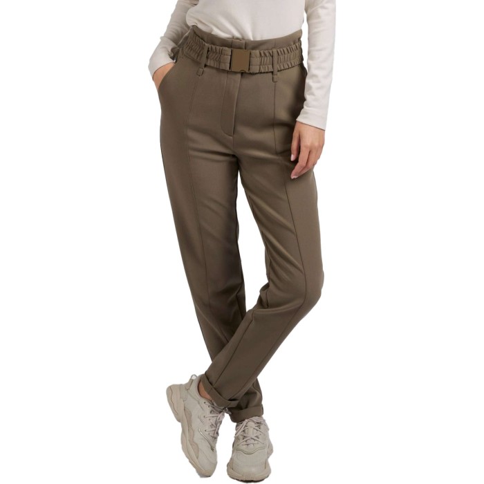 Woven high waist trousers FALCON BROWN