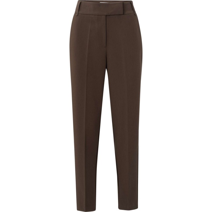 Woven high waist trousers with CHOCOLATE BROWN