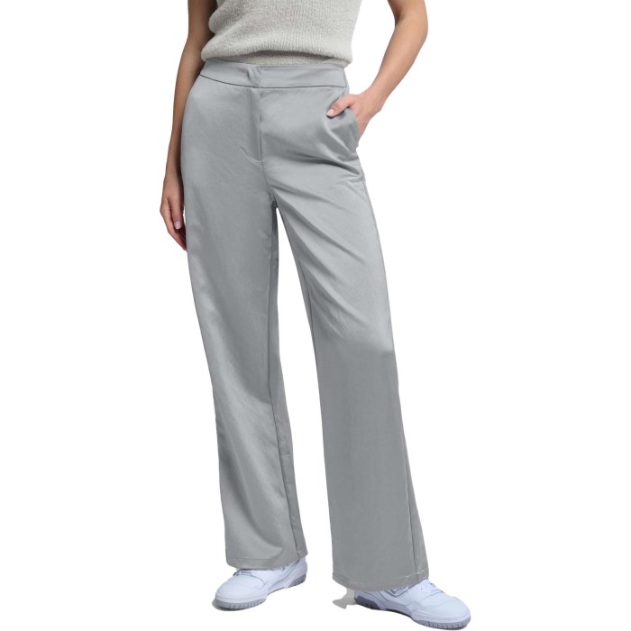 Woven satin wide leg trousers LIGHT METAL GREY