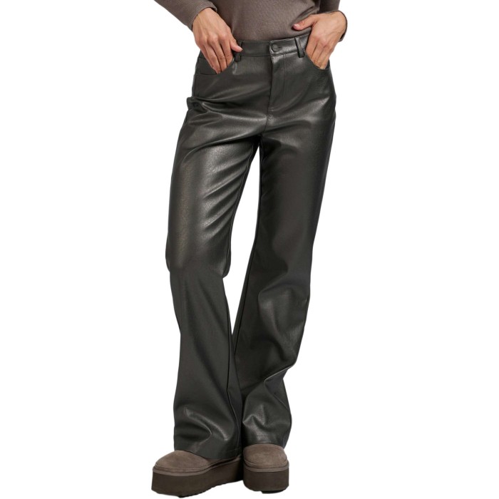 Metallic faux leather wide leg ANTHRACITE SILVER