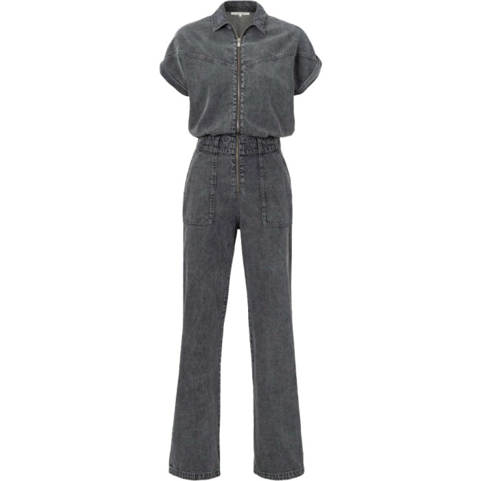 Denim jumpsuit with zipper and MEDIUM GREY DENIM