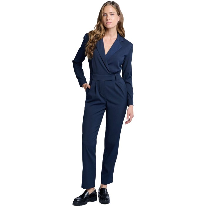 Woven longsleeve jumpsuit with OUTER SPACE BLUE