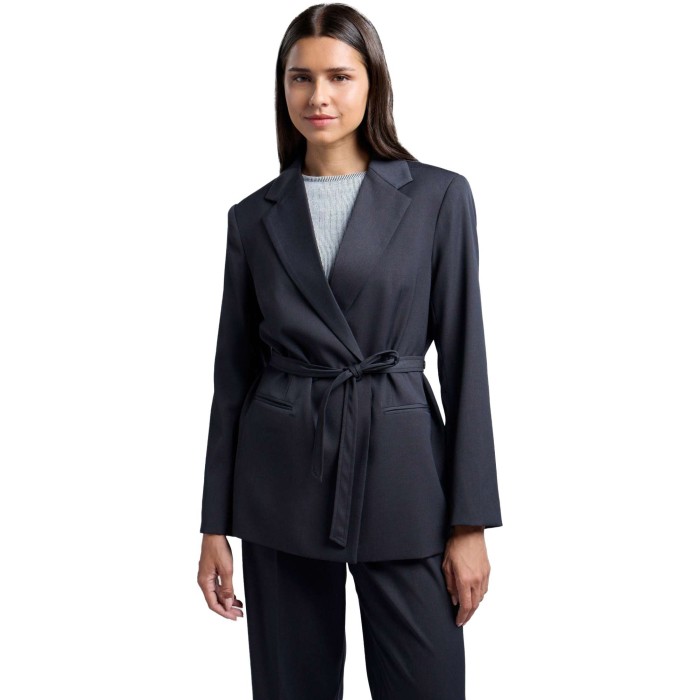 Loose fit blazer with belt ANTHRACITE MELANGE