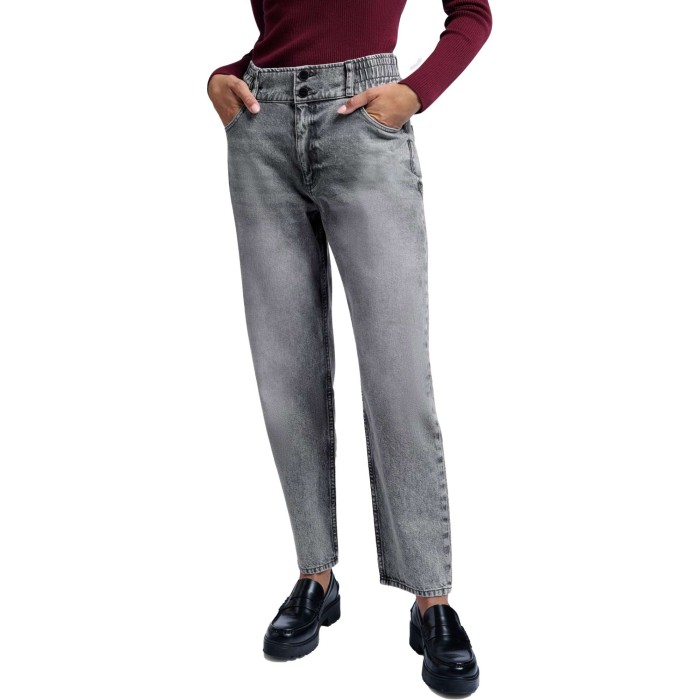 High waist tapered jeans DARK GREY DENIM