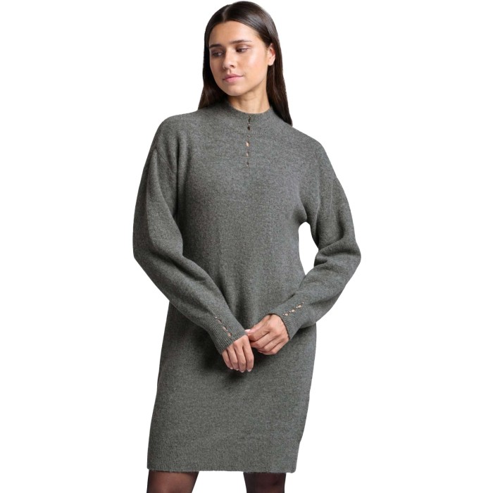 Knitted dress with button deta FORMAL GRAY MELANGE