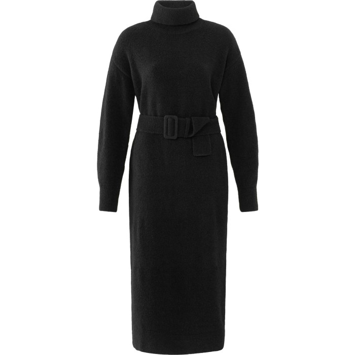 High neckline knit dress with BLACK