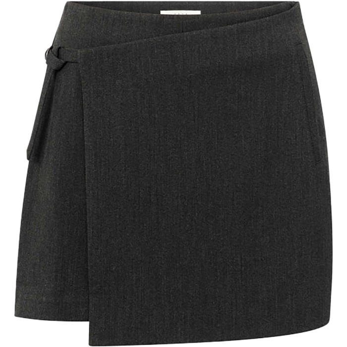 Woven mini skort with belt ANTHRACITE MELANGE