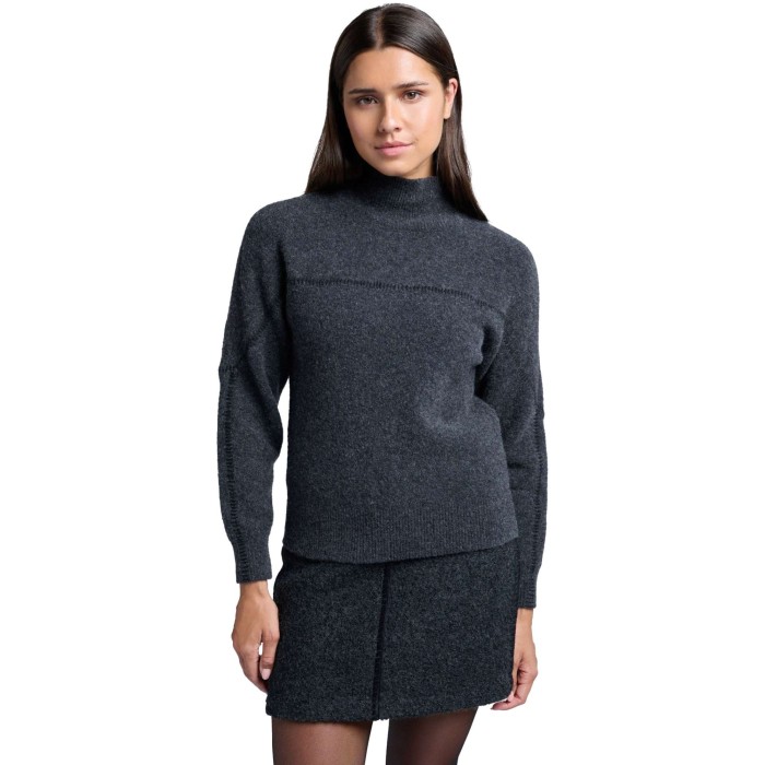 Wool mix mini skirt with stitc DARK ANTHRACITE MEL