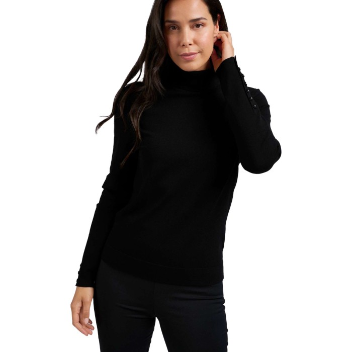 Turtleneck sweater with button BLACK