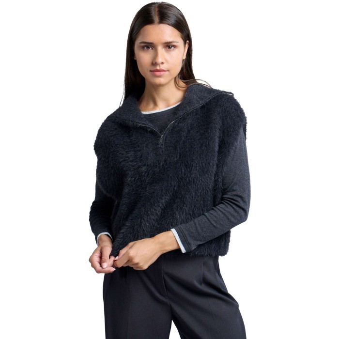 Sleeveless fluffy sweater ANTHRACITE