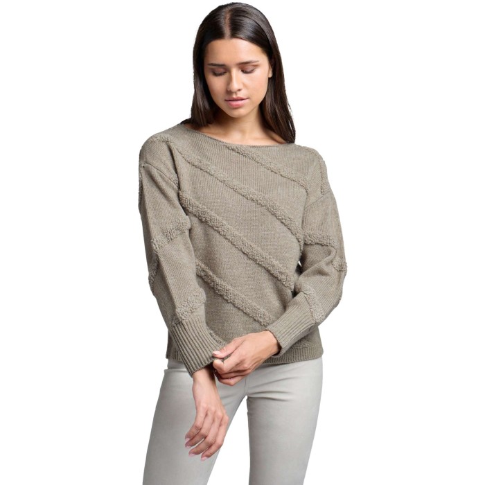 Diagonal boucle stripe sweater DOVE GRAY MELANGE