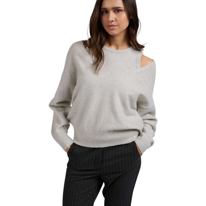 Deep V-neck sweater with top MOONSTRUCK GREY