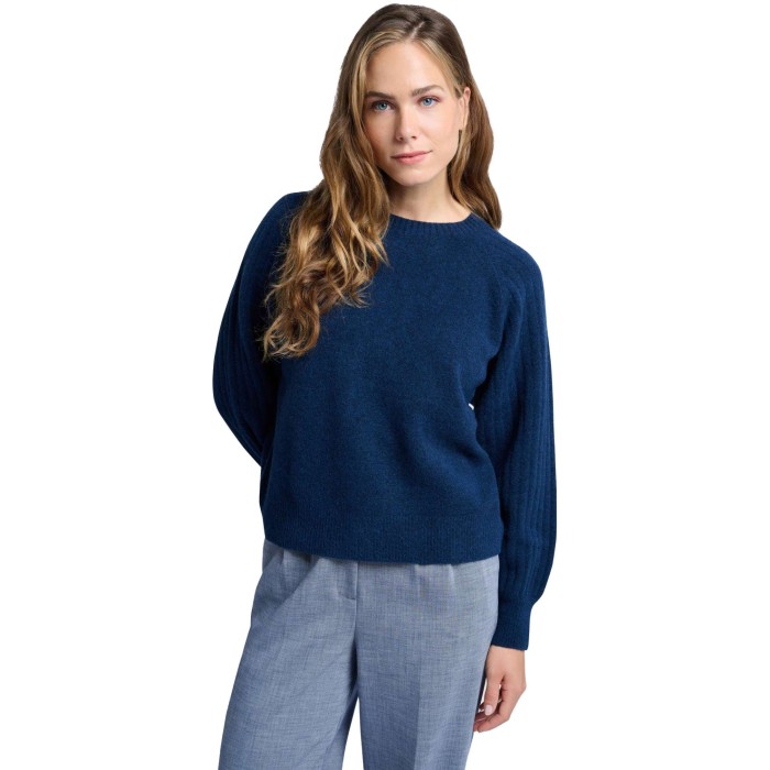 Rib mixed sweater ls OUTER SPACE BLUE MEL