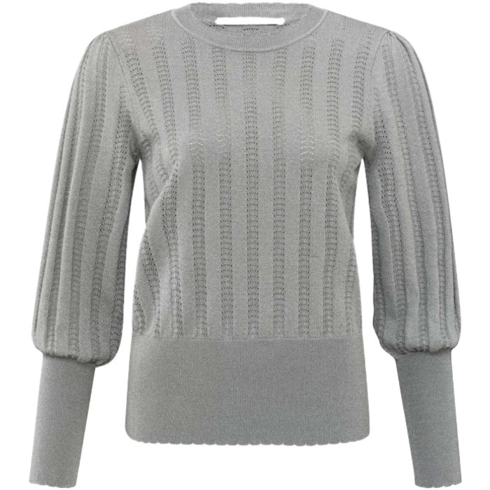 Lurex pointelle sweater LIGHT METAL GREY