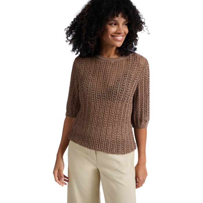 Open-knit sweater CARIBOU BROWN