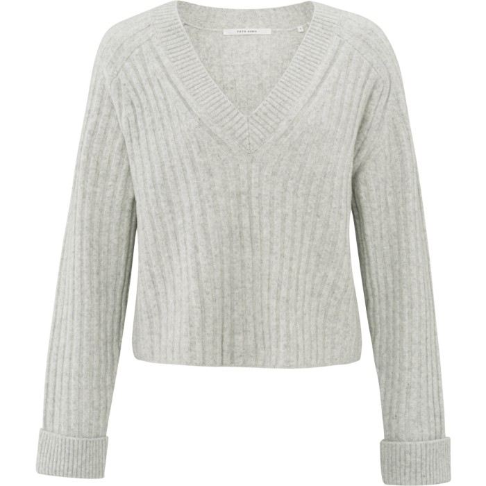 Ribbed V-neck sweater ICE MELANGE