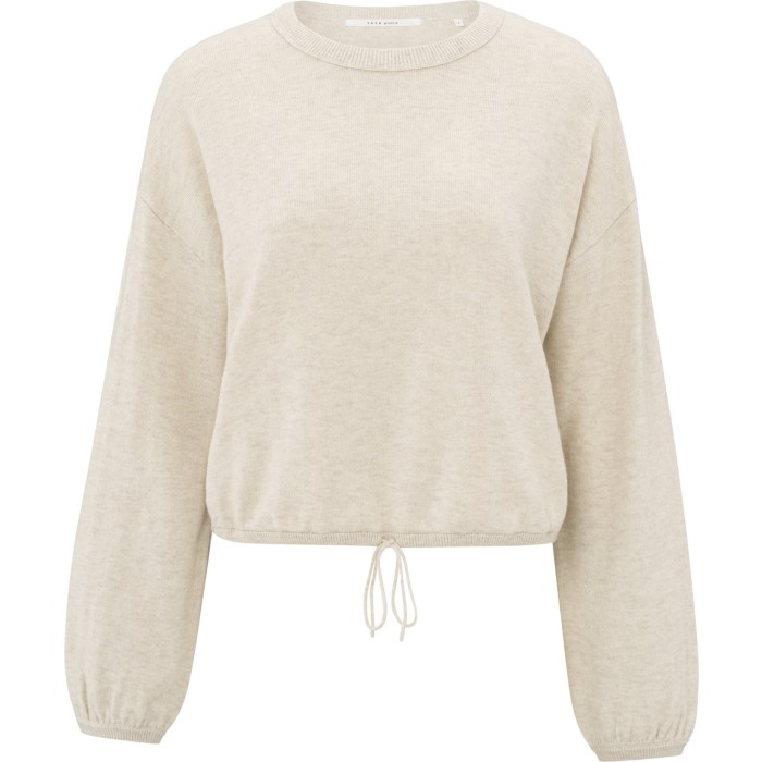 Sweater with corded hem LIGHT BEIGE MELANGE