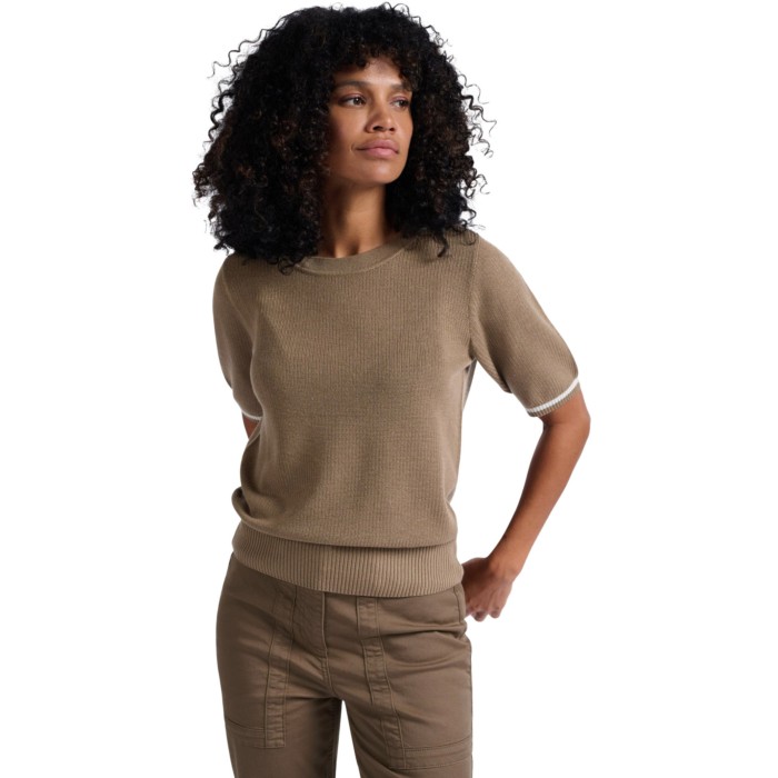 Textured short-sleeve sweater CARIBOU BROWN