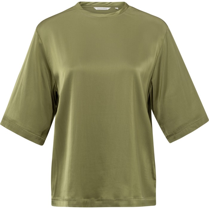 Satin oversized T-shirt OLIVE