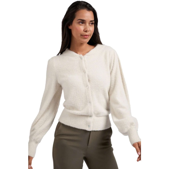 Furry cardigan ls CHALK WHITE