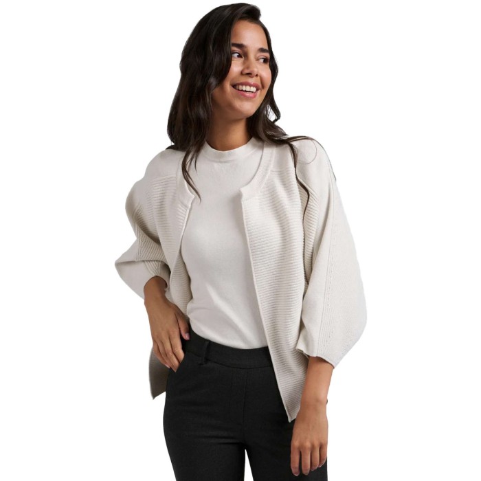 Batwing rib cardigan CHALK WHITE