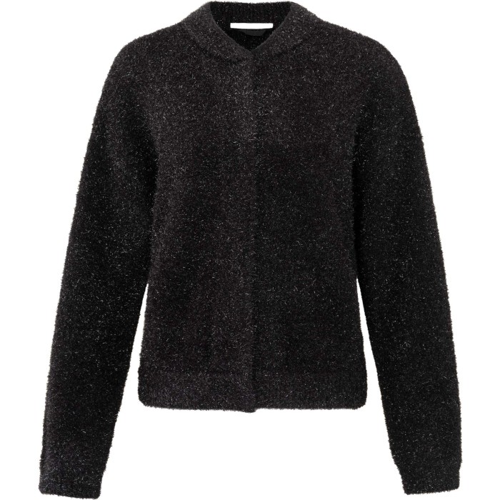 Glitter furry bomber cardigan BLACK